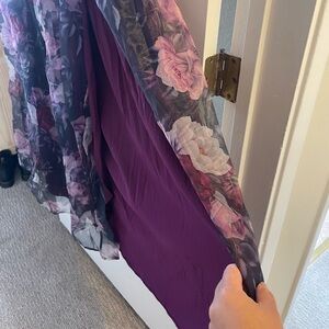 Lulus Purple Floral Print Strapless Bustier Maxi dress